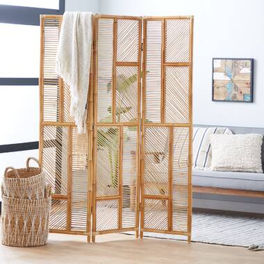 Bay Isle Home Vosburgh 48'' W x 63'' H 3 - Panel Bamboo/Rattan